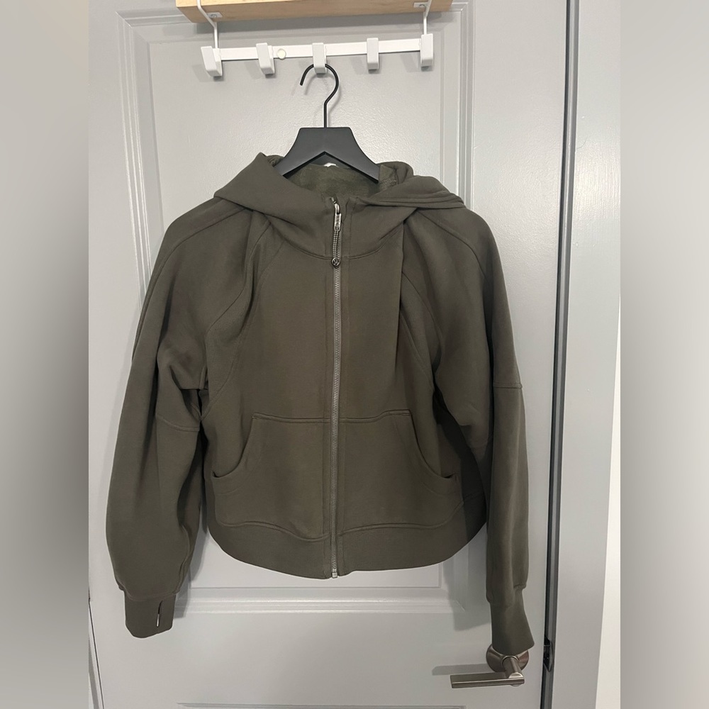 ONCE WORN scuba hoodie from lululemon, olive green size 8- grey is SOLD
